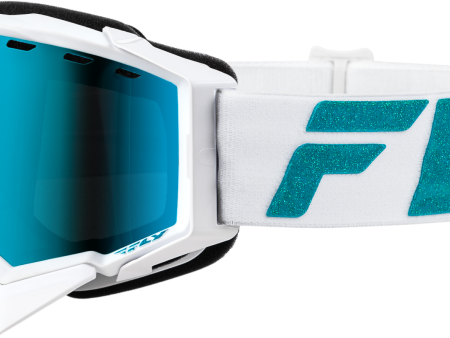 ZONE ELITE SNW GOGGLE WHT TEAL W  SKY BLUE POLARIZED SMK LENS Fashion