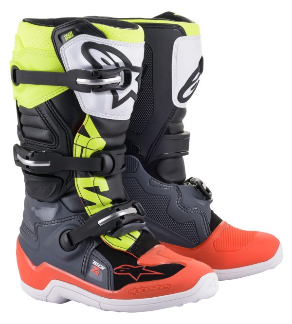 TECH 7S BOOTS DARK GREY  RED FLUO YELLOW FLUO SZ 08 Online now