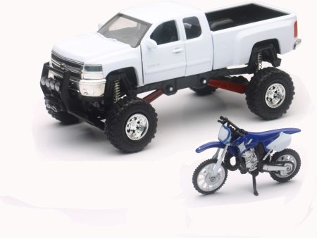 REPLICA 1:43 TRUCK RACE BIKE CHEVY WHITE YAMAHA BIKE BLUE Supply