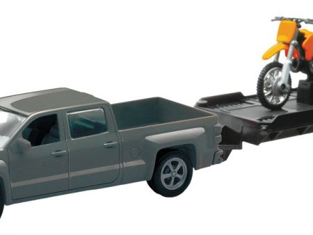 REPLICA 1:43 TRK TRAILER BIKE CHEVY SILVER BIKE ORANGE Hot on Sale