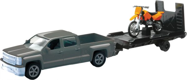 REPLICA 1:43 TRK TRAILER BIKE CHEVY SILVER BIKE ORANGE Hot on Sale