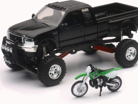 REPLICA 1:43 TRUCK RACE BIKE CHEVY BLACK BIKE GREEN Online Sale