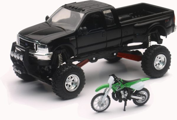 REPLICA 1:43 TRUCK RACE BIKE CHEVY BLACK BIKE GREEN Online Sale