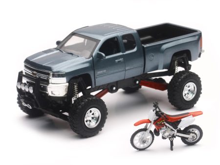 REPLICA 1:43 TRUCK RACE BIKE CHEVY GREY HONDA BIKE RED For Discount